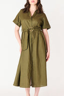 Belted Midi Shirt Dress