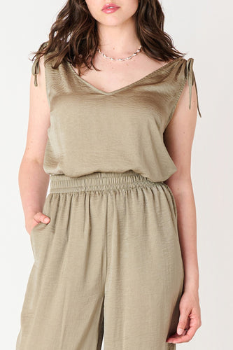 V-Neck Tie Shoulder Top