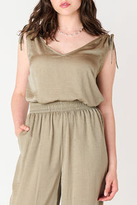 V-Neck Tie Shoulder Top