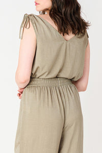 V-Neck Tie Shoulder Top