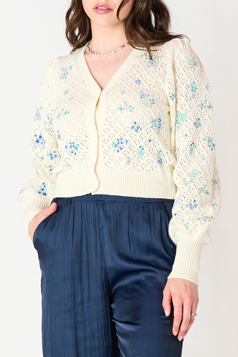 Pointelle Embroidered Cardigan