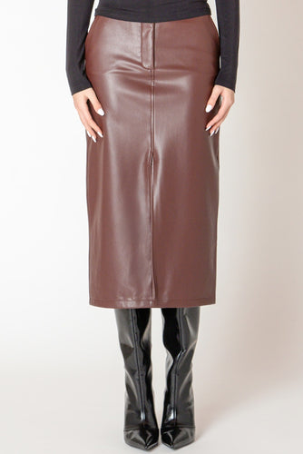Faux Leather Midi Skirt
