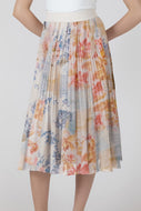 Flower Patch Pleated Midi Skirt