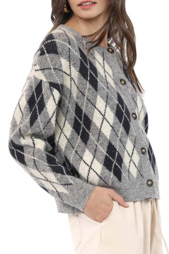 Bec Argyle Sweater Cardigan