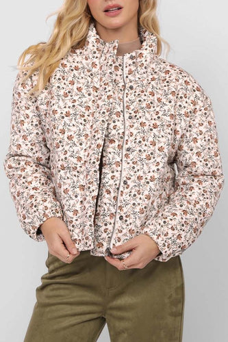 Floral Cord Bomber Jacket