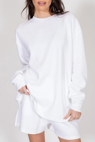 Waffle Knit Boxy Longsleeve Shirt