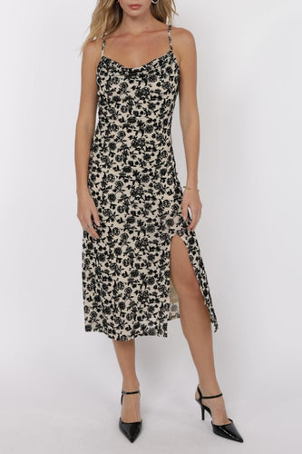 Burnout Cowl Neck Midi Dress