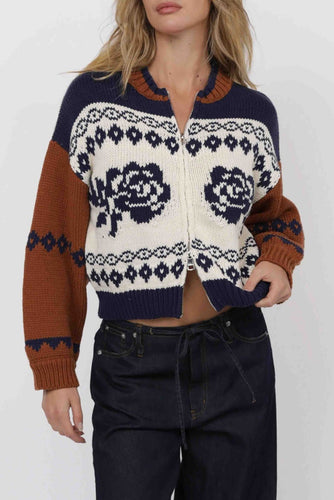 Sweet Rose Zip Sweater Jacket