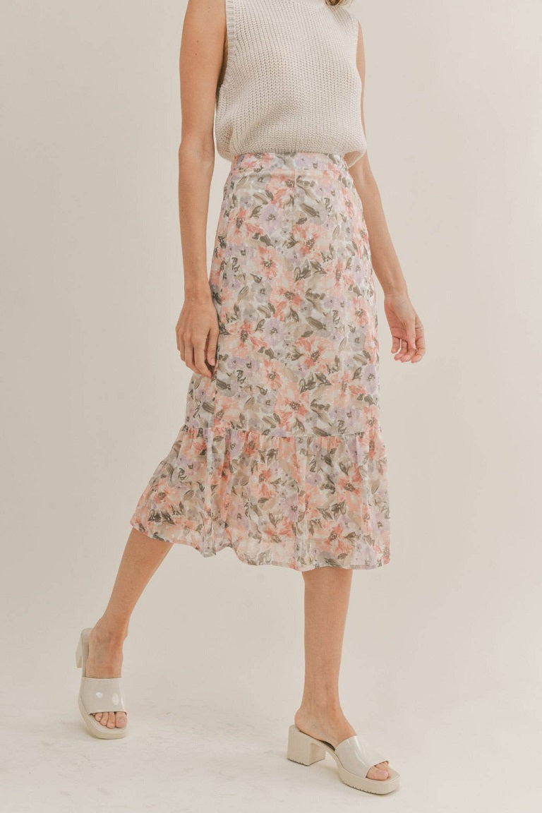 Dune Flowers Midi Skirt